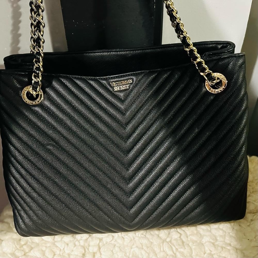 Victoria's Secret Black Chevron Shoulder Bag